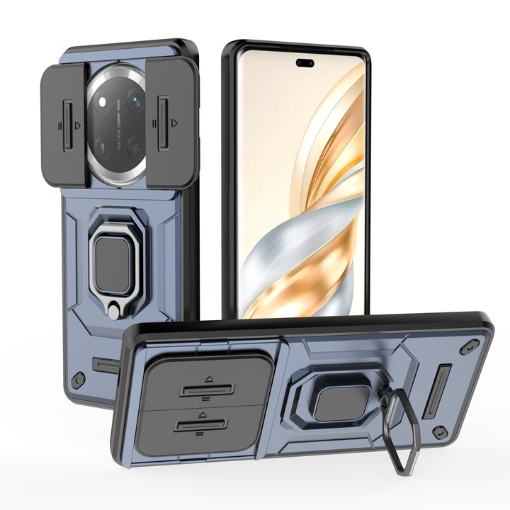 Калъф за мобилен телефон Armor удароустойчив съвместим с Honor Magic7 Lite, със защита на камерата, Син