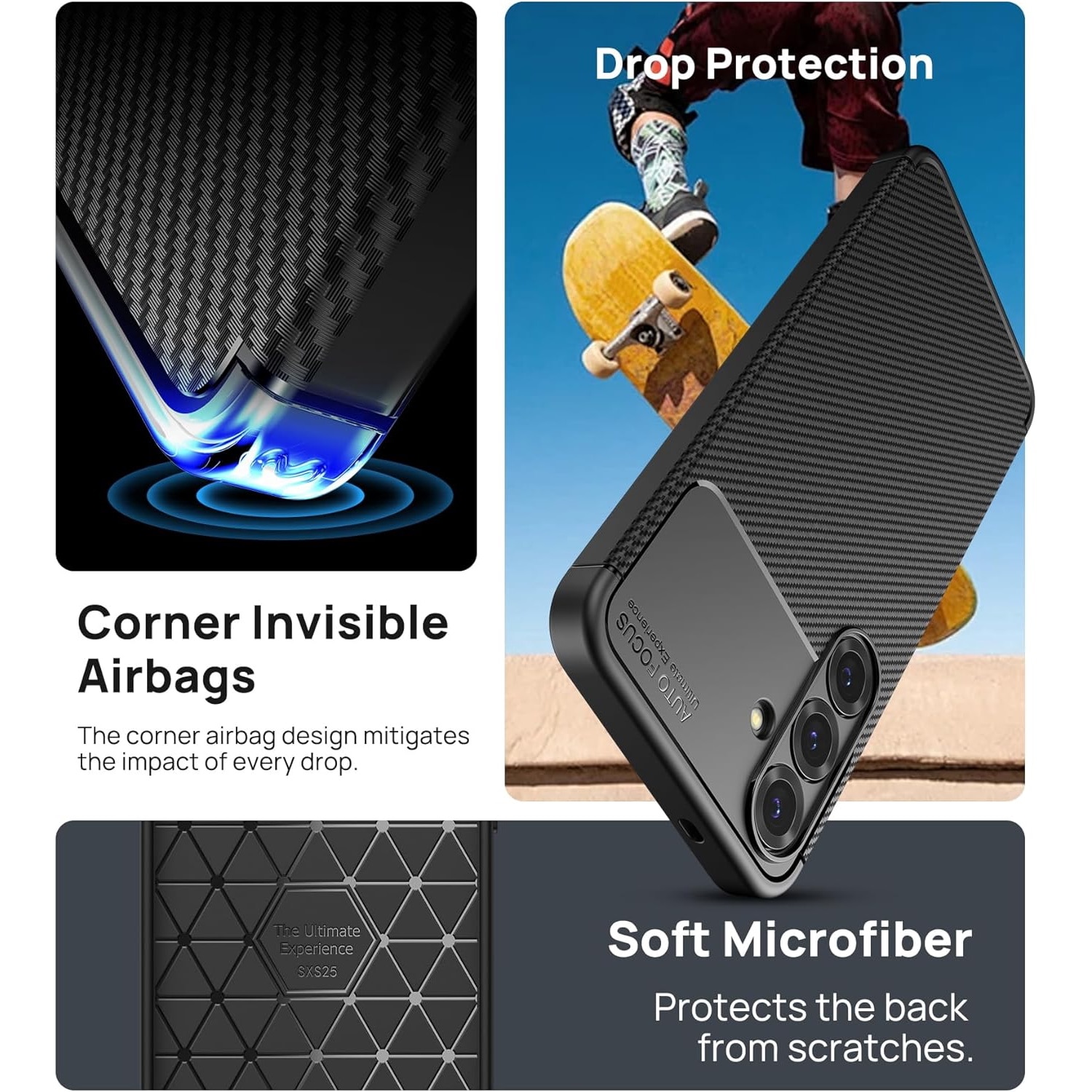 Husa Alc Mobile auto focus carbon compatibila cu Samsung Galaxy S25 Plus