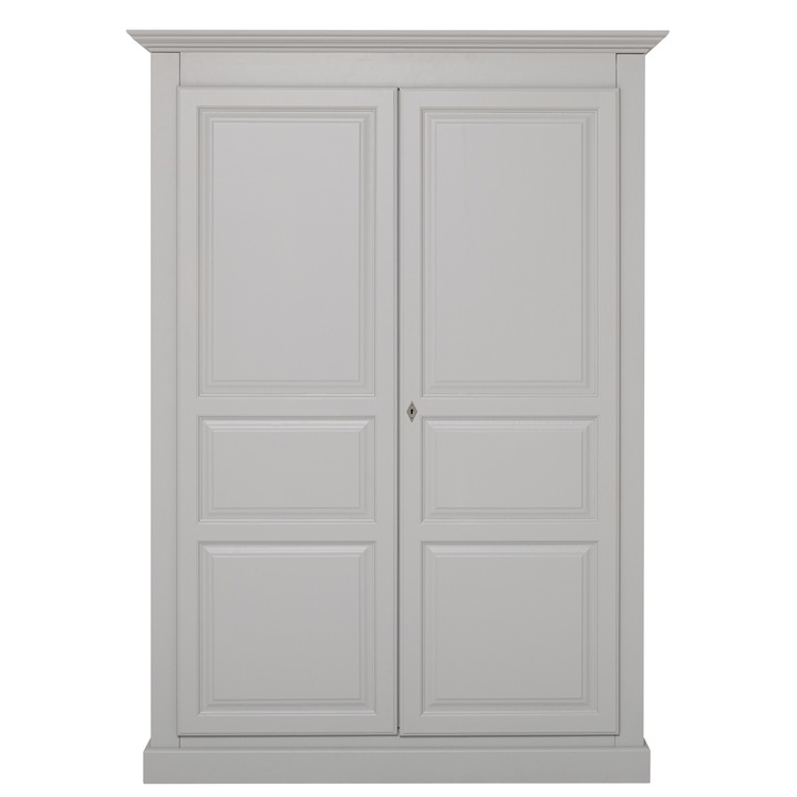 Dulap demontabil cu 2 usi, culoare gri P010, vopsit, 100% lemn masiv, 210x149x67 cm