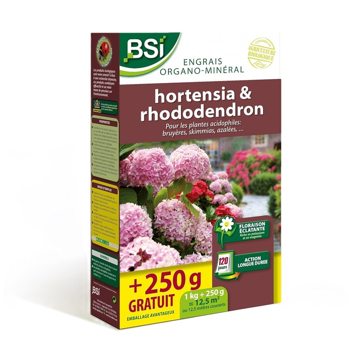 Ingrasamant granular pentru hortensii NPK 5-3-5 + 2 % Magneziu, actiune 120 zile, organic-mineral, 1.25 kilograme