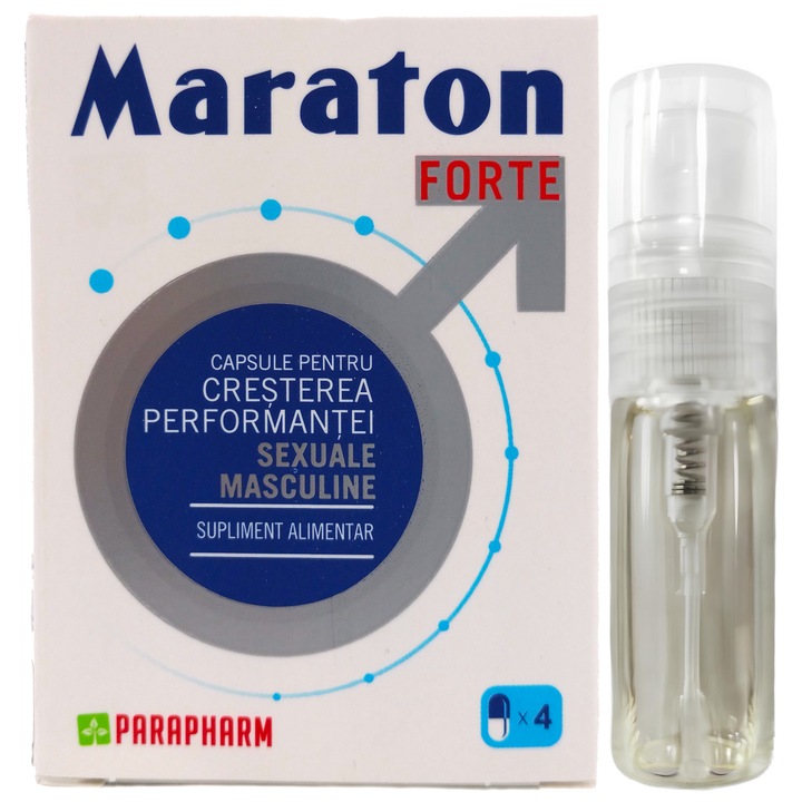 Pachet Capsule Maraton Forte original cutie 4cps + Parfum barbati atractie irezistibila 2ml SevaPlant