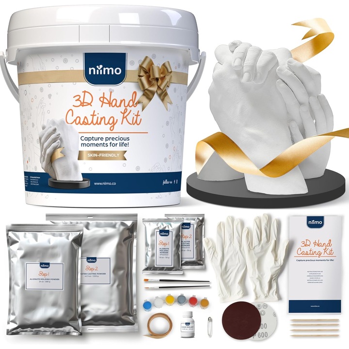 Kit mulaj maini 3D pentru cupluri, din ipsos, cu stand si culori, usor de utilizat, prietenos cu pielea, detaliat, set cadou pentru femei si barbati