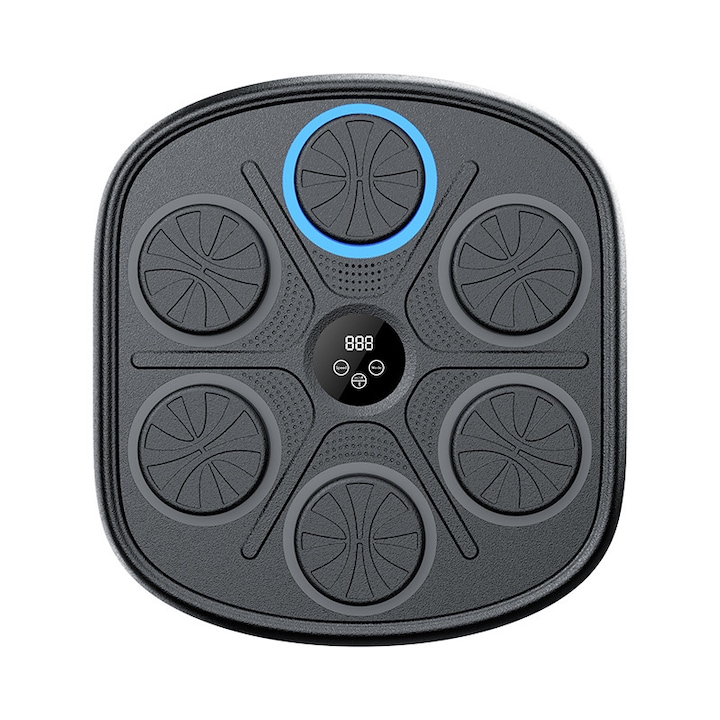 Pachet sport de lupta, tinta de box muzical, Bluetooth, lumini RGB, 9 moduri, 9 viteze, functie de numarare, potrivit pentru copii si adulti, usor de instalat, cu manusi cu jumatate de deget, negru