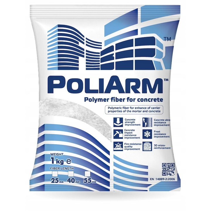 Aditiv pentru beton Poliarm 25 mm, 1 kg, rezistenta crescuta, utilizare industriala