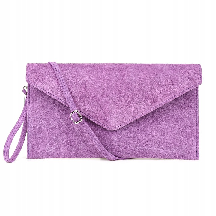 Valódi bőr estélyi táska, Beltimore, lila, 17x32cm, két kivehető fogantyúval