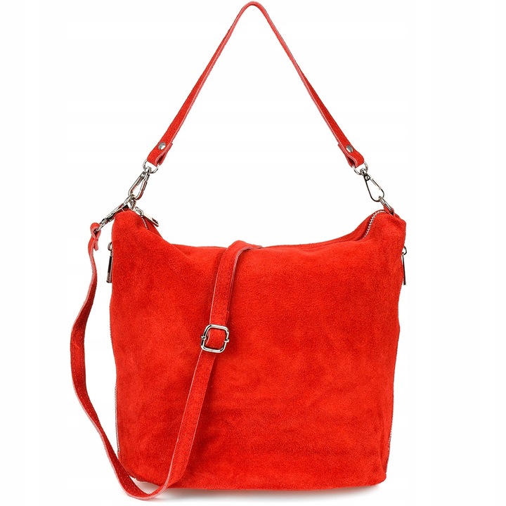 Beltimore női táska, valódi bőr, piros, 28,5x33x16 cm, két oldalsó zsebbel