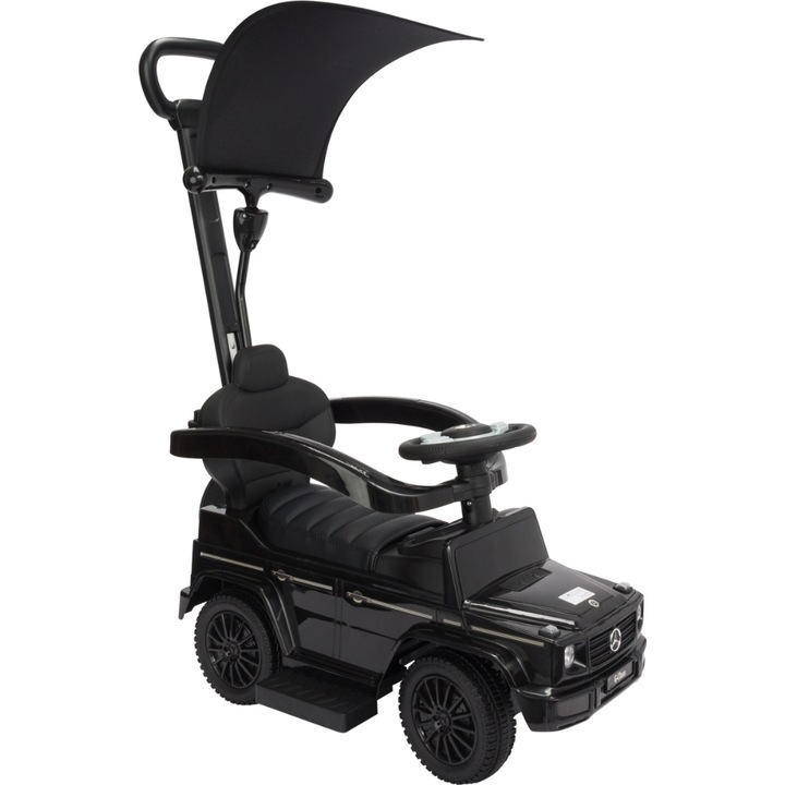 MERCEDES-BENZ G350d, licenta oficiala Mercedes, PREMIUM QUALITY, 3 in 1 RIDE-ON pentru copii intre 12-36 luni, cu scaun din piele ecologica, copertina protectie solara, maner de impins pentru parinti, bara de protectie, volan interactiv, VelvetKidS