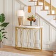 Mese console, Tribesigns, aur/alb, 110x35x80cm, otel/marmura