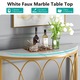 Mese console, Tribesigns, aur/alb, 110x35x80cm, otel/marmura