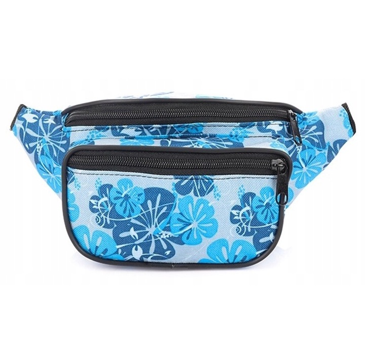 Sporttáska, Beltimore, virágmintás, 26x11x7cm, kék