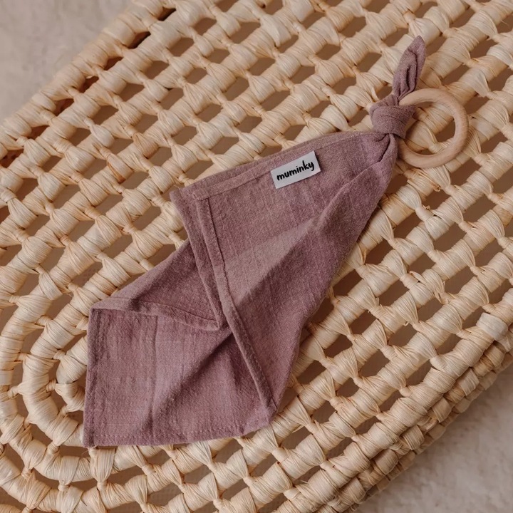 Muminky baba törölköző fogzási játék, levendula, 30x30cm