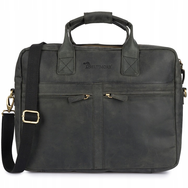 Nubuk bőr laptoptáska, Beltimore, nagy, A4-es dokumentumokhoz, 15,6", 36x43x14cm