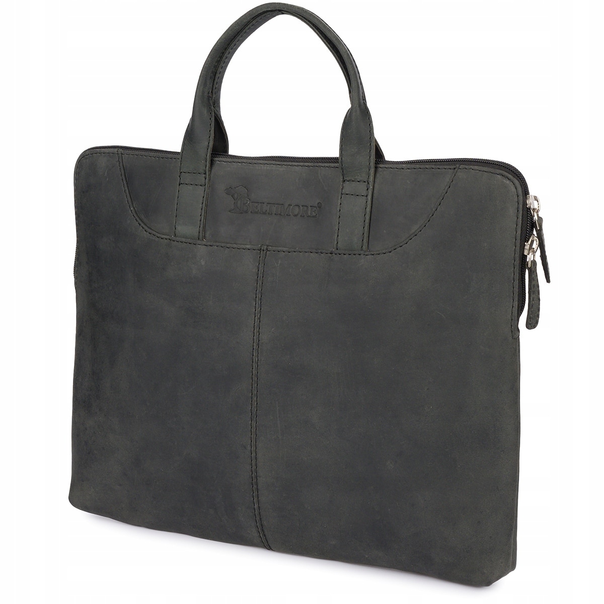 Geanta din piele pentru laptop Beltimore, negru, unisex, cu buzunar A5, 13inch
