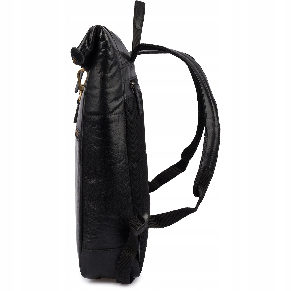 Rucsac din piele pentru laptop 15,6", Beltimore, negru, dimensiuni 44x32x12cm, unisex, cu 2 buzunare externe