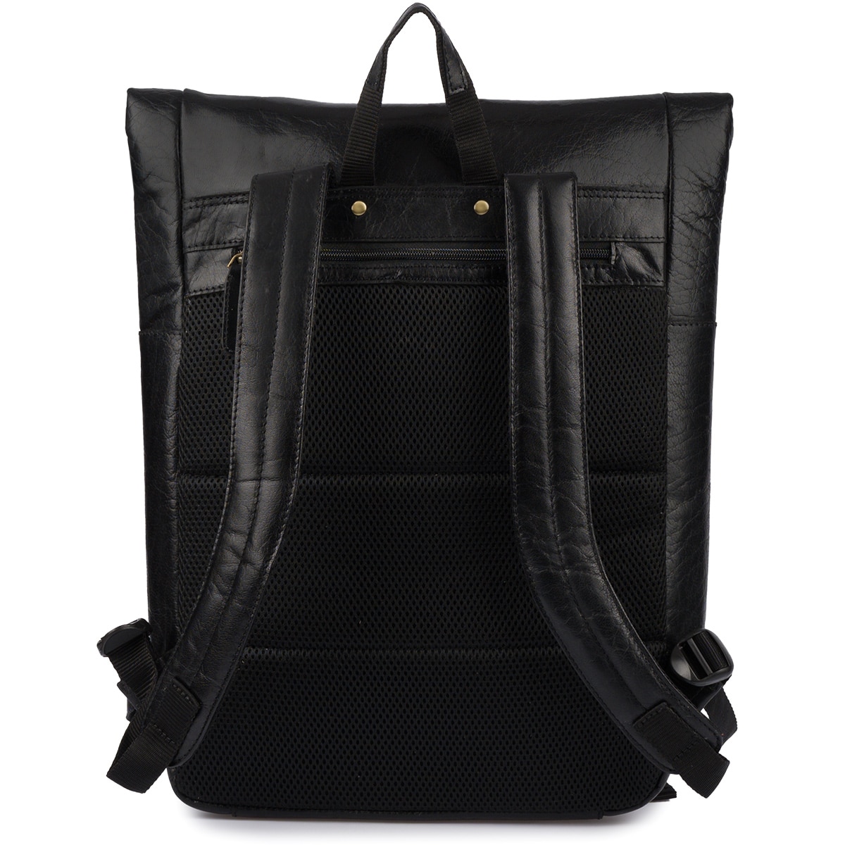 Rucsac din piele pentru laptop 15,6", Beltimore, negru, dimensiuni 44x32x12cm, unisex, cu 2 buzunare externe