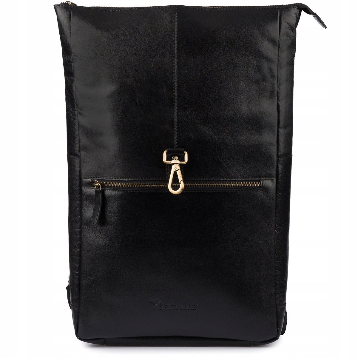Rucsac din piele pentru laptop 15,6", Beltimore, negru, dimensiuni 44x32x12cm, unisex, cu 2 buzunare externe