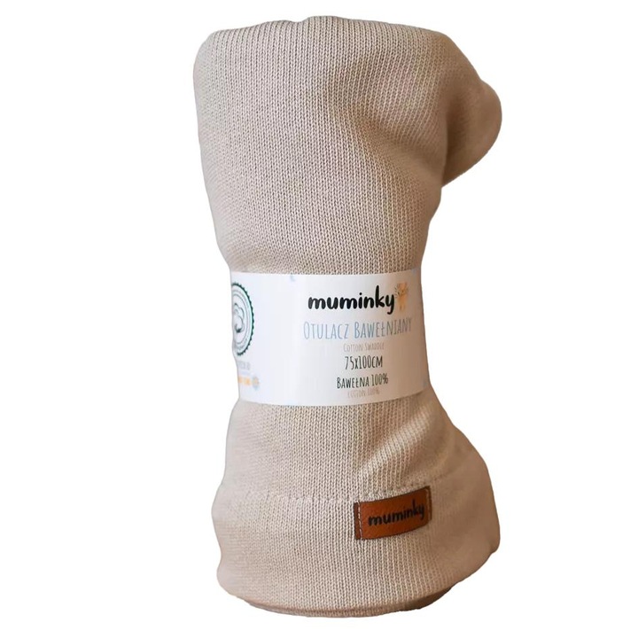 Бебешко одеяло Muminky, 100x75 см, памук, бежово, за всички сезони