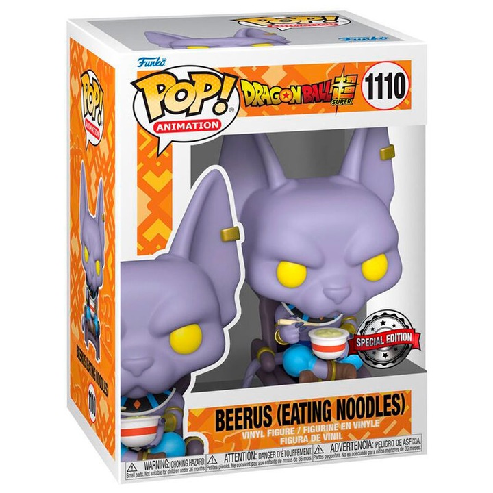 Funko POP фигурка, Dragon Ball 1110 Beerus яде юфка, многоцветна, 10 см