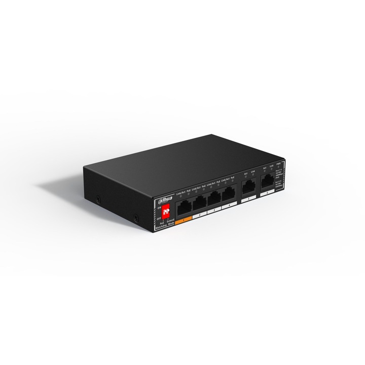 Суич Dahua SG1006P, 4 GigaEthernet порта, 4 PoE порта, 14 Gbps