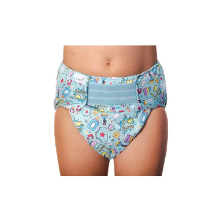 Felnőtt többször használható pelenka, Pupus, betéttel, derékbőség 68-128cm, vízálló anyag, 1 db bambusz betéttel