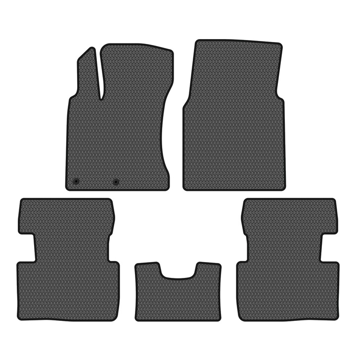 Комплект автомобилни стелки, посветени на Nissan Qashqai J10 I (2007-2010) SUV всички сезони, перфектно съвместими, 5 части, черно / сиво