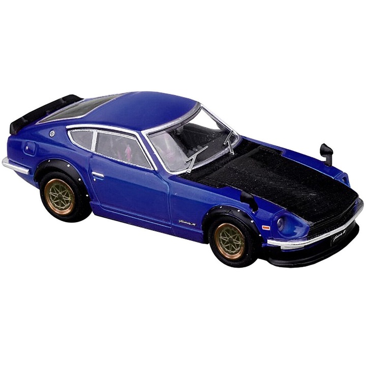 Nissan Fairlady Z S30 modellautó, kék, 1:64 Inno64