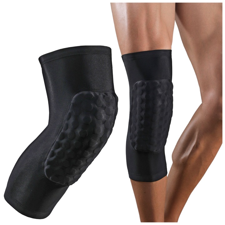 Еластични наколенки, Fit4Med, за йога, волейбол, танци, размер, Полиестер, Дишаща материя, Черни, XL