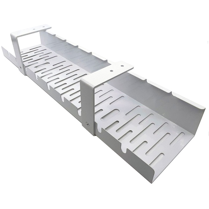 Organizator cablu, cablu prelungitor, grila cablu, sub birou, ALB