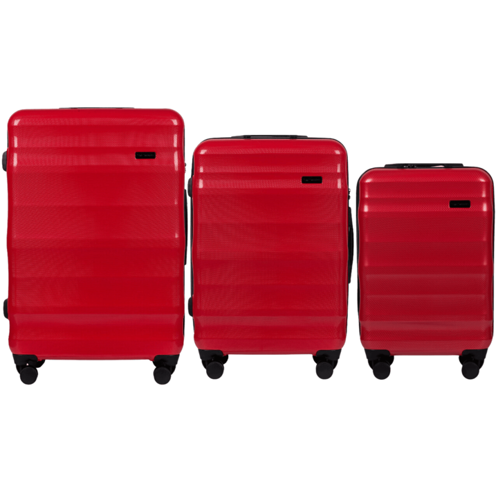 Set 3 valize Wings, policarbon, rosu, 75,5x50x31cm, 66,5x43x27cm, 58x36x22,5cm
