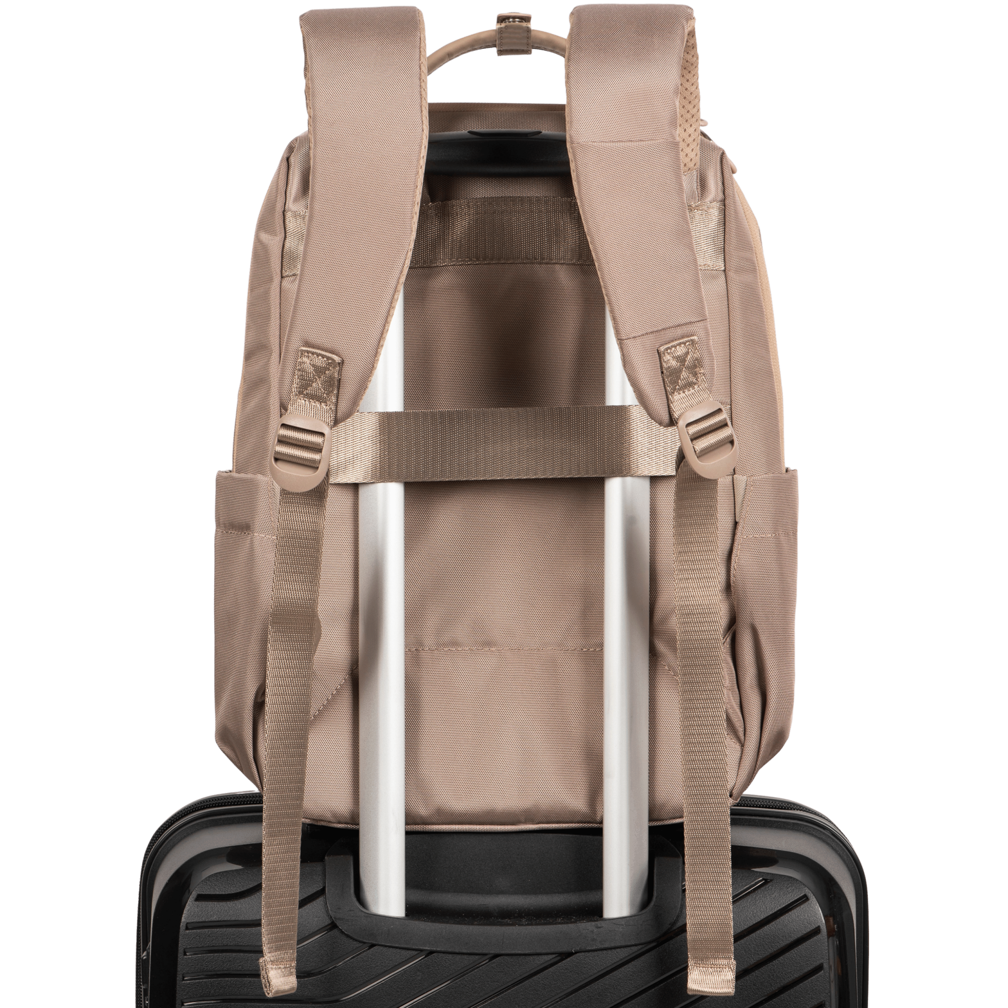 Rucsac WINGS SKYLARK bej, pentru laptop de 14 inch, impermeabil, cu multiple compartimente, dimensiuni conforme cu bagajul de cabina