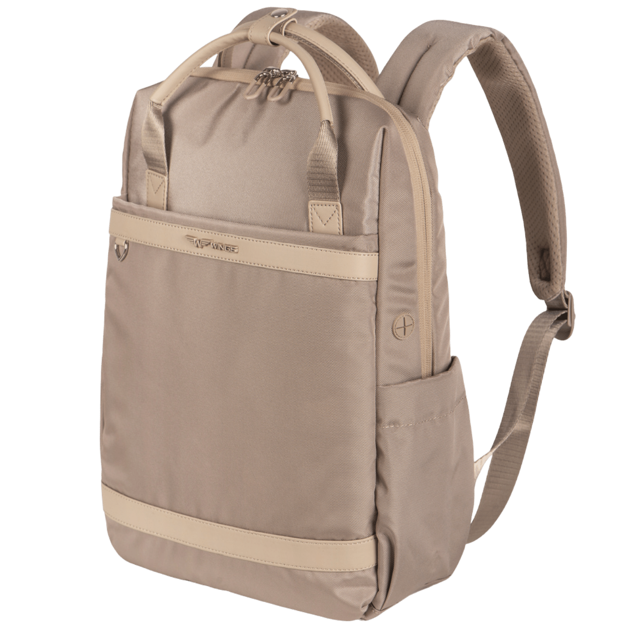 Rucsac WINGS SKYLARK bej, pentru laptop de 14 inch, impermeabil, cu multiple compartimente, dimensiuni conforme cu bagajul de cabina