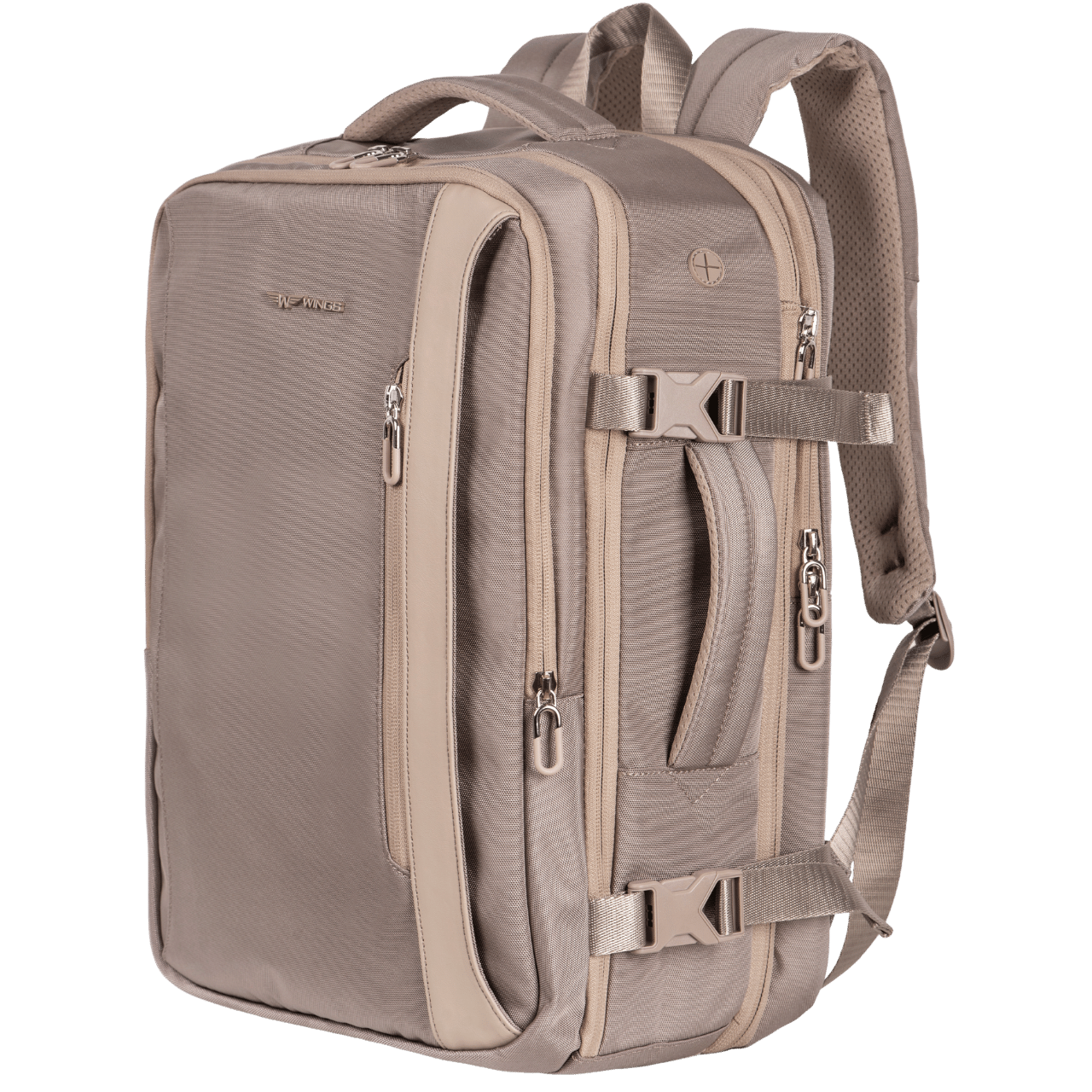 Rucsac multifunctional WINGS Skylark, extensibil, 15,6" pentru laptop, impermeabil, bej