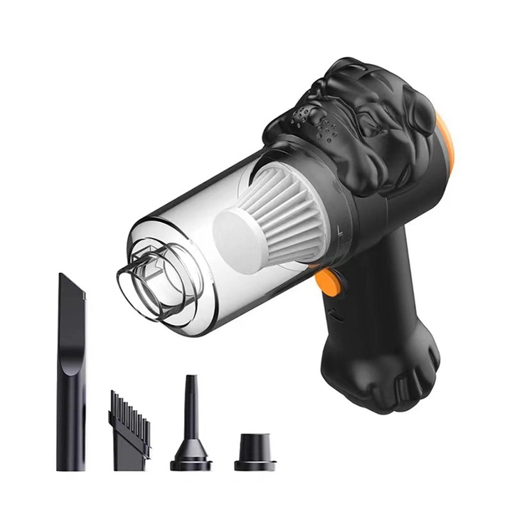 Aspirator auto portabil cu USB, putere de aspiratie mare, cu accesorii, negru