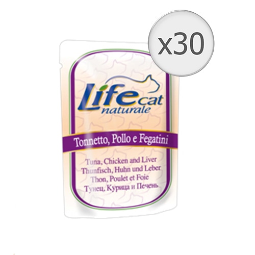 Hrana umeda pentru pisici Life, Ton, Pui si Ficat, 70gx30 buc