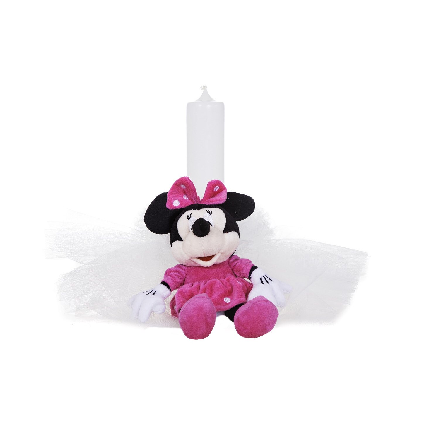 Lumanare de botez tematica Minnie Mouse Roz