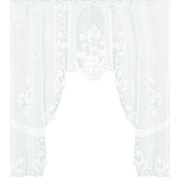 Panou de perdea, perdea florala din dantela, perdea semi-transparenta scurta cu broderie, perdea cu volane din dantela pentru sufragerie, dormitor, baie, cafenea, ferestre mici