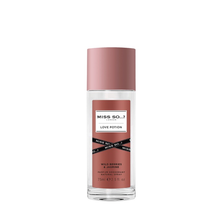 Парфюмиран дезодорант за жени Fragrance Miss So...? London Love Potion, 75 ml, плодов парфюм, натурален спрей