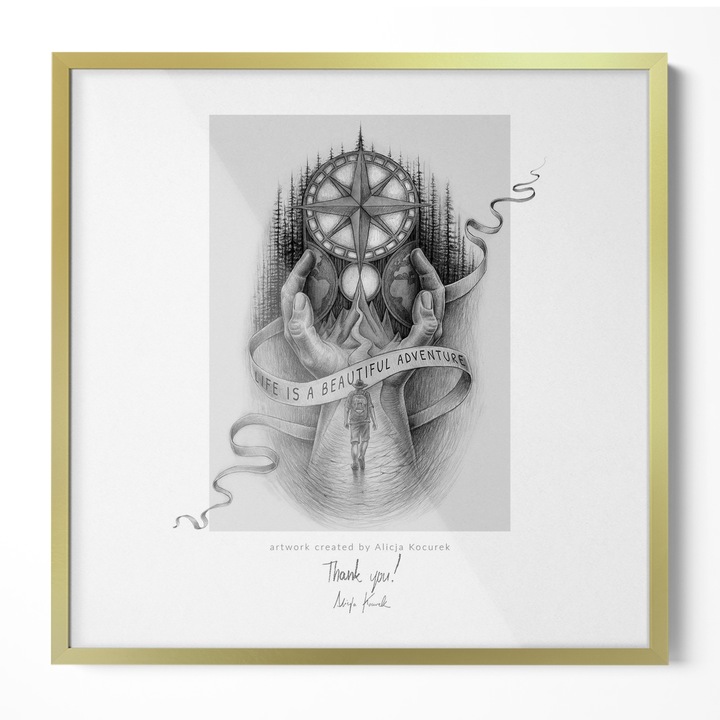 Rama tablou, Tulup, Auriu, 50x50 cm, 010770790020400281328