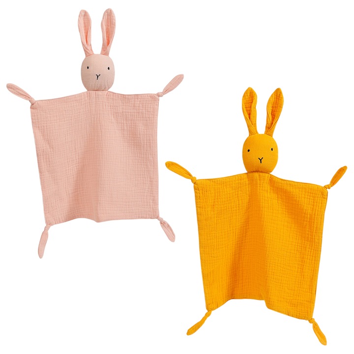 2 db Lovey takaró fiúknak és lányoknak, biopamut muszlin biztonsági takaró babáknak, puha, légáteresztő, nyugtató törölköző újszülötteknek és csecsemőknek