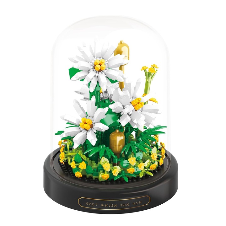 LED világítású virágcsokor építő készlet - Bonsai fa készletek fedéllel Botanikai építőkockák | Valentin-napi ajándék Mini építőkockák születésnapra felnőtt szerelmes feleségnek