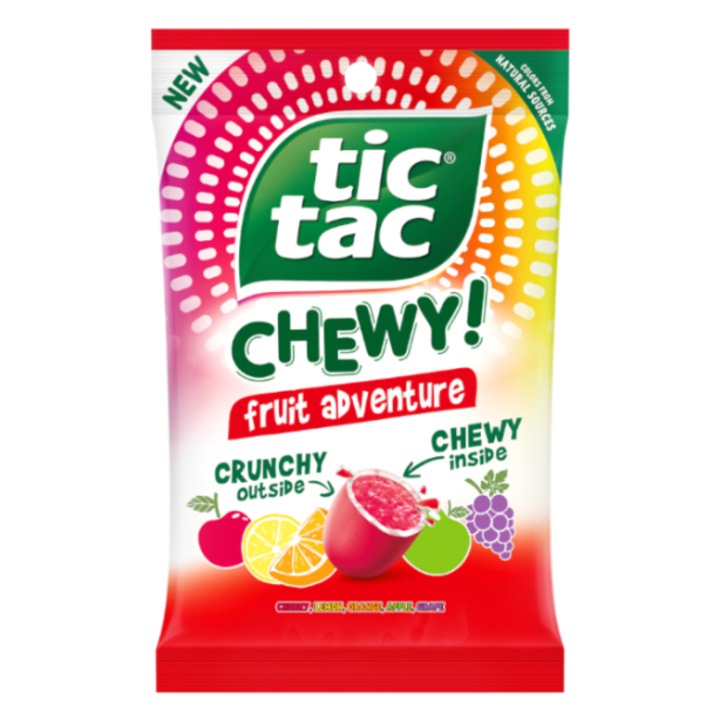 Tic Tac Chewy Fruit Adventure Crunchy 80 g, Bomboane