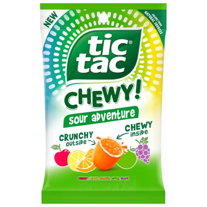 Tic Tac Chewy Sour Adventure Crunchy 80 g, Bomboane