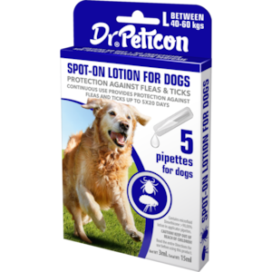 Pipeta antiparazitara, non-medicamentoase, pentru caini de talie mare 40-60 kg marimea L, Dr. Peticon (5 bucati/cutie)