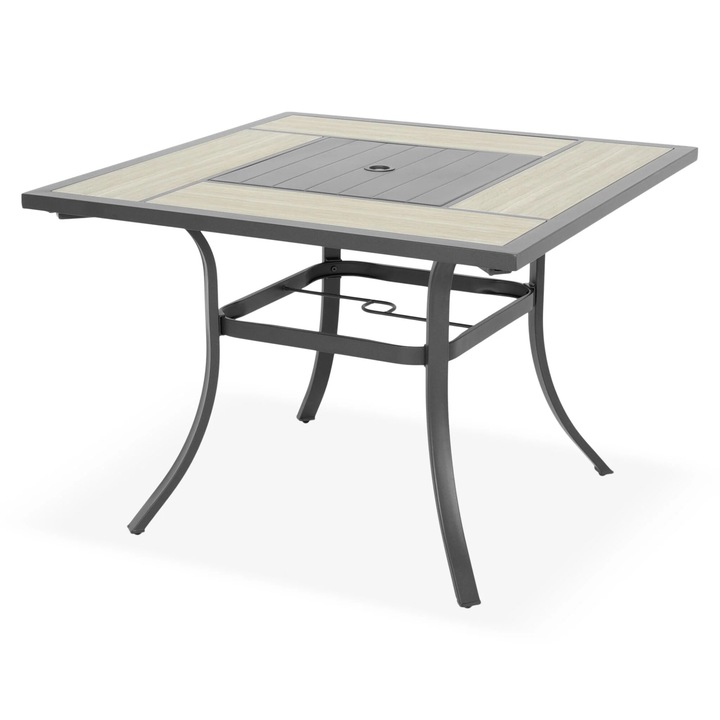 Masa dining gradina/terasa, Maison Mex MALI, L.101 l.101 H.72 cm, negru/crem