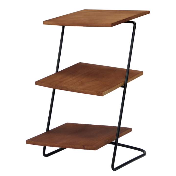 Suport metalic pentru masa de bar HORECANO, trei niveluri, cu blat din lemn, 20x20xh36,5cm