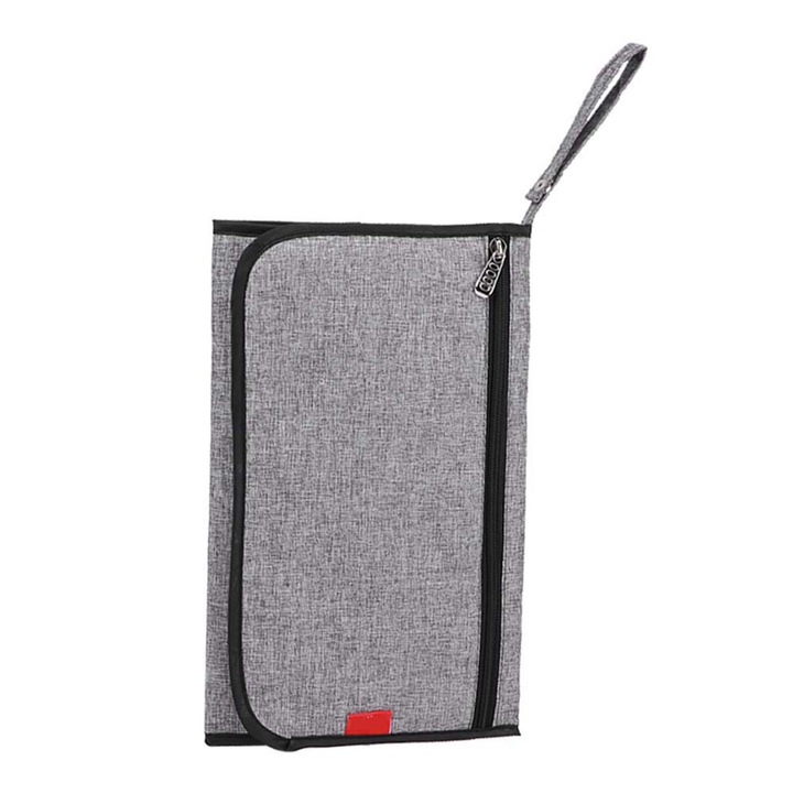 Преносима подложка за повиване на пелени, сива, с джобове за съхранение, водоустойчива, лесна за пране, за бебета