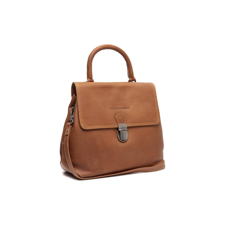 Дамска чанта The Chesterfield от естествена кожа за ръка и през рамо Angera, Cognac brown