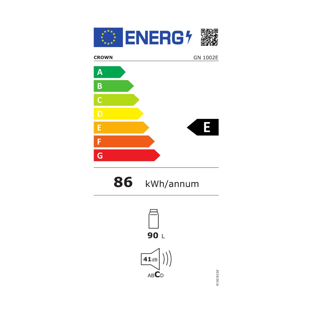 Frigider cu o usa, Crown GN 1002E, fara congelator, volum net 90 l, Clasa E, Alb