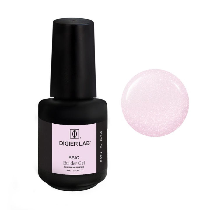 Gel Constructie in Sticla BBIO, Didier Lab, Pink Mask Glitter, 15 ml