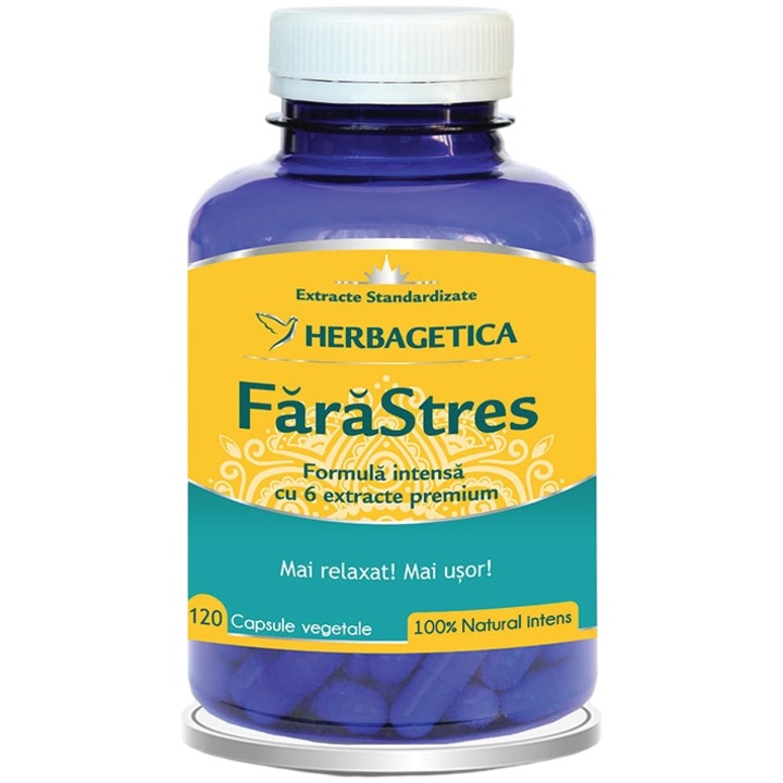 Supliment Alimentar Fara Stres, Herbagetica, 120 capsule